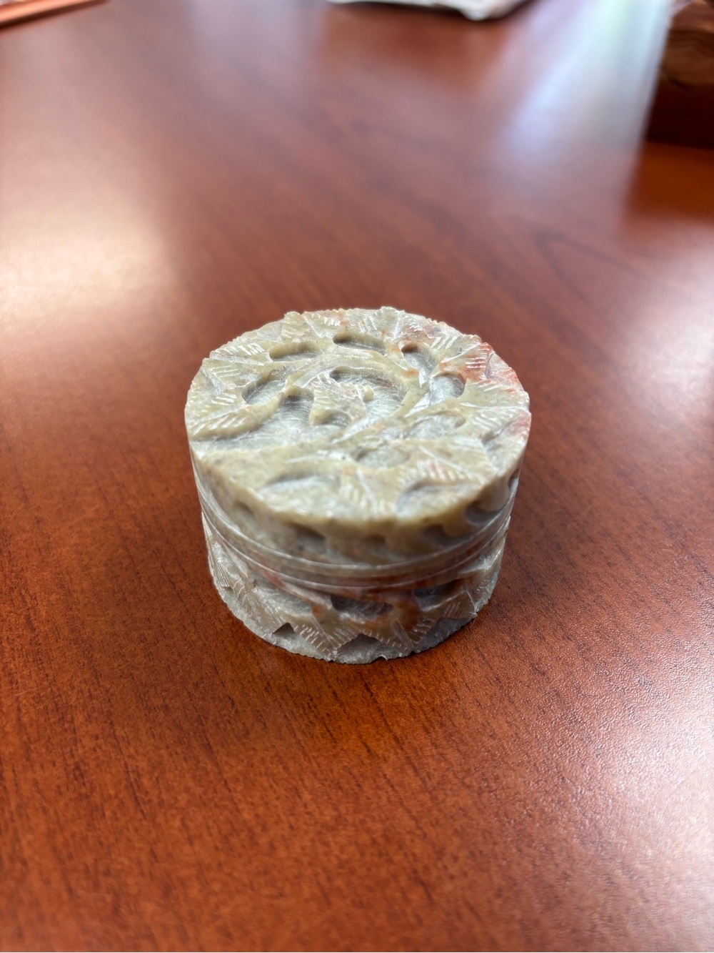Natural Soapstone Carved Trinket Box